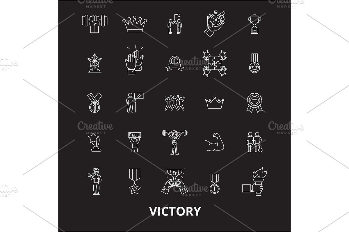 Victory editable line icons vector in Illustrations - product preview 8