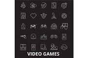 Video games editable line icons