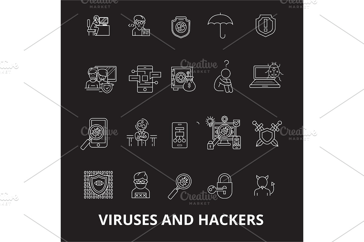Viruses and hackers editable line in Illustrations - product preview 8