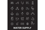 Water supply editable line icons
