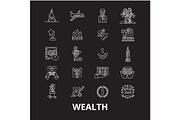 Wealth editable line icons vector