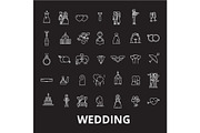 Wedding editable line icons vector