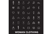 Woman clothing editable line icons