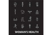 Woman health editable line icons