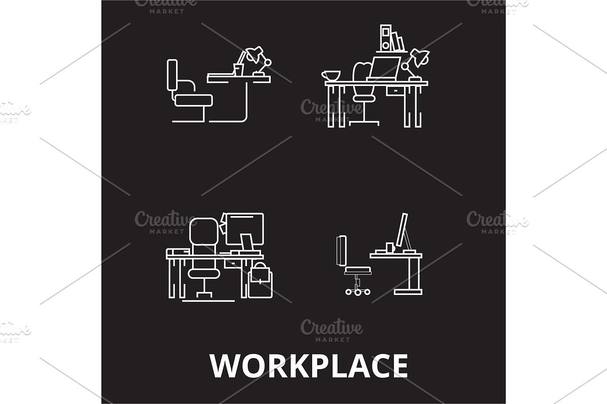 Workplace editable line icons vector in Illustrations - product preview 8