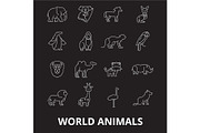 World animals editable line icons