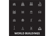 World buildings editable line icons