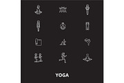 Yoga editable line icons vector set