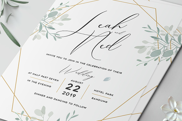 Geometric Wedding Invitation in Card Templates - product preview 2