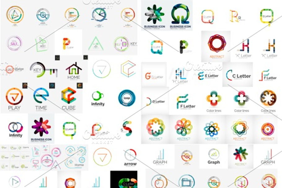 Big set of line business logos in Graphics - product preview 8