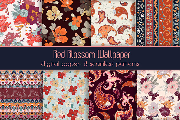 Red Blossom Vector Wallpaper
