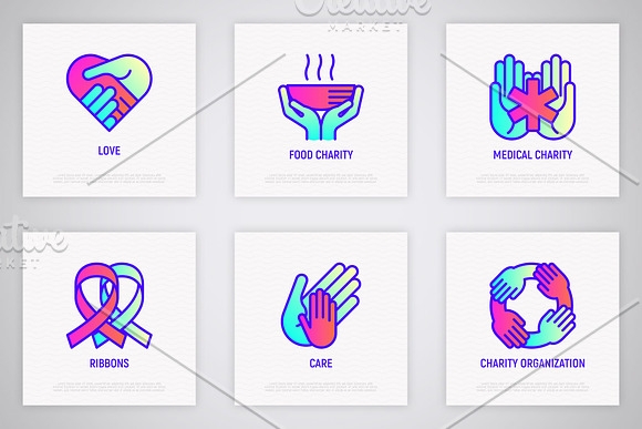 Charity | 16 Thin Line Icons Set in Icons - product preview 5