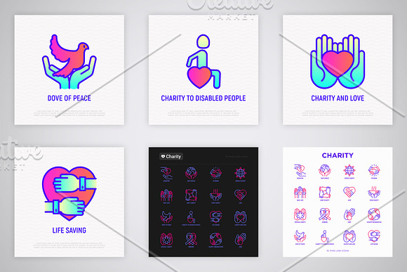 Charity | 16 Thin Line Icons Set in Icons - product preview 6