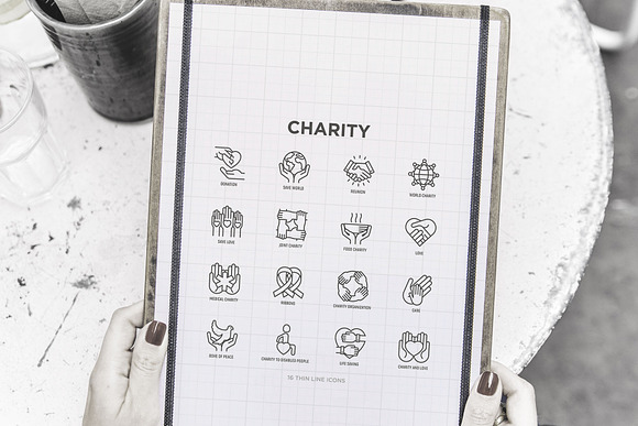 Charity | 16 Thin Line Icons Set in Icons - product preview 9