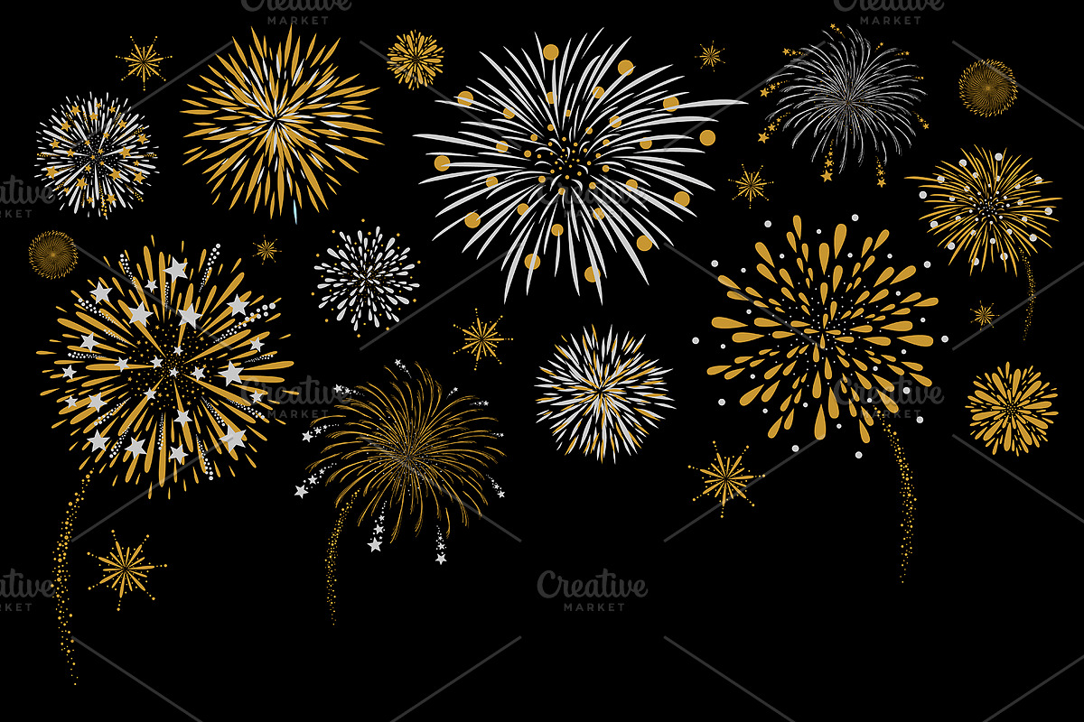 Fireworks design on black background in Illustrations - product preview 8