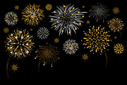 Fireworks design on black background