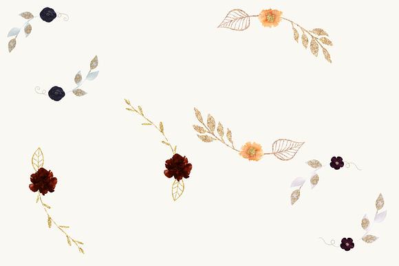 Watercolor Flowers Denim & Spice in Illustrations - product preview 2