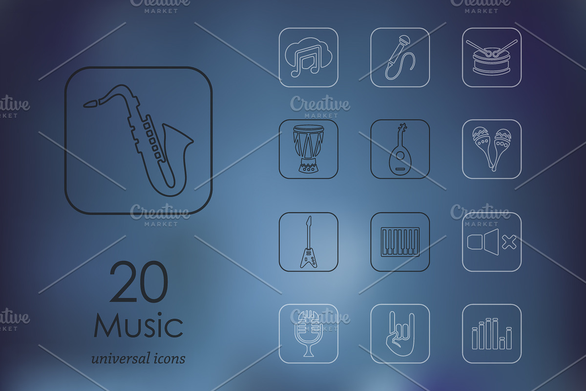 20 music icons in Illustrations - product preview 8