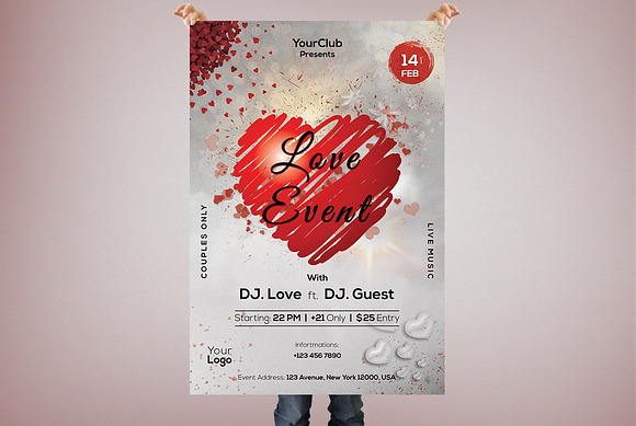 Love Event Party PSD Flyer Template in Flyer Templates - product preview 1