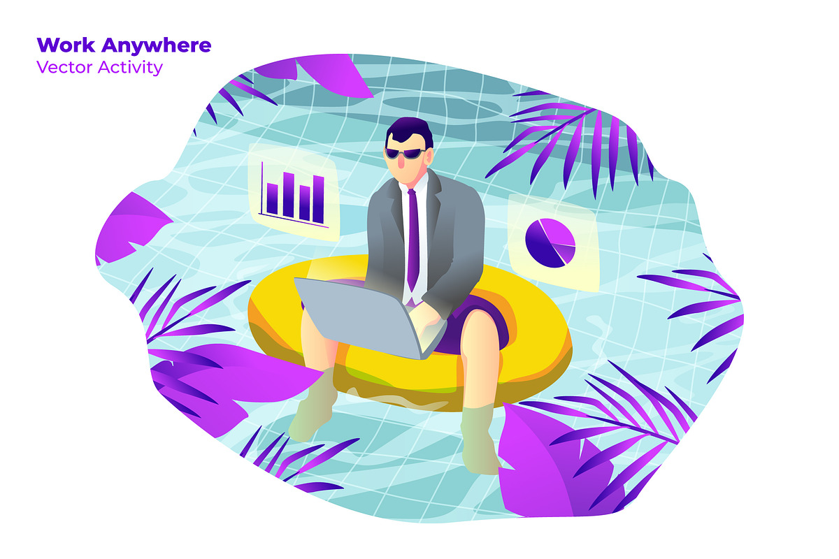 Work Anywhere - Vector Illustration in Illustrations - product preview 8