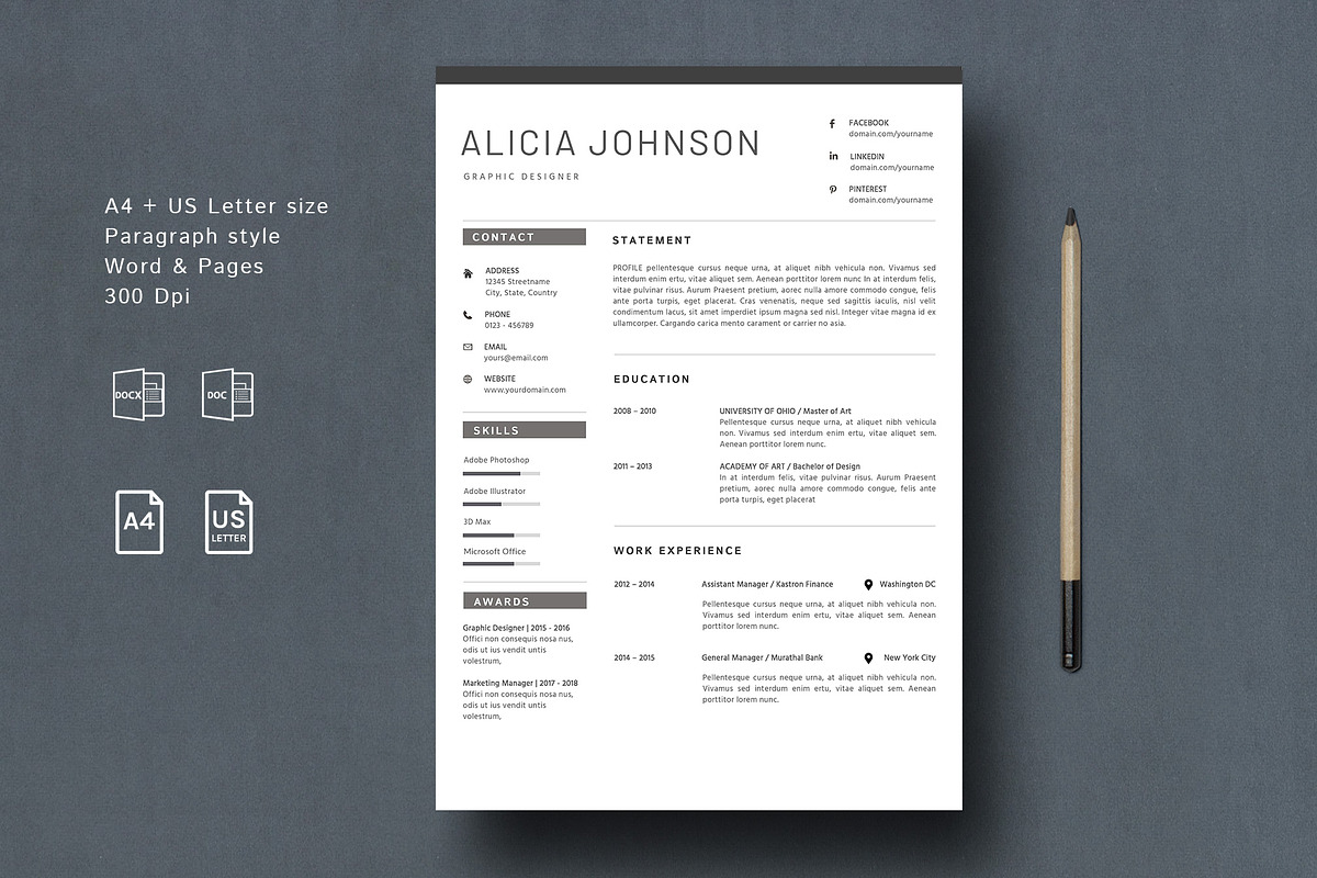 Resume Template 3 Pages in Resume Templates - product preview 8