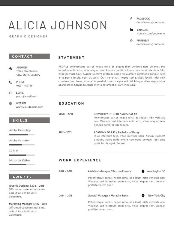 Resume Template 3 Pages in Resume Templates - product preview 4