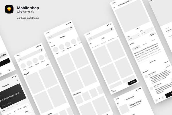 Mobile shop wireframe