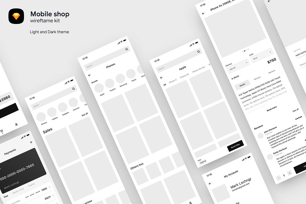 Mobile shop wireframe in Wireframe Kits - product preview 8