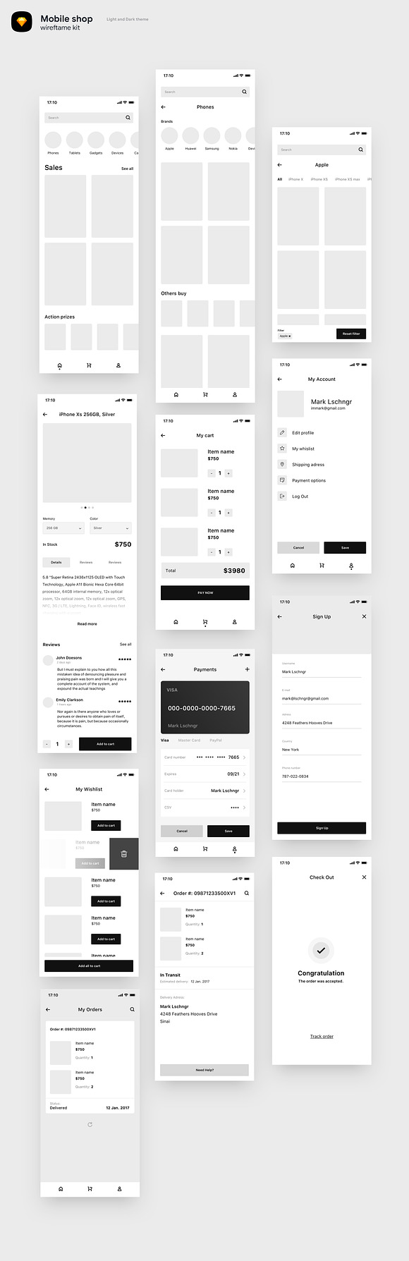 Mobile shop wireframe in Wireframe Kits - product preview 1