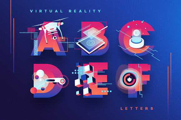 VR Icons and Typography in Neon Icons - product preview 1