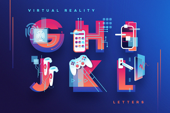 VR Icons and Typography in Neon Icons - product preview 2