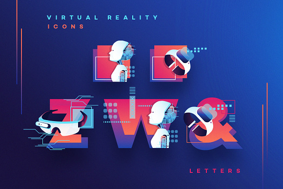VR Icons and Typography in Neon Icons - product preview 5