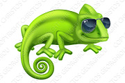 Chameleon Cool Shades Cartoon Lizard