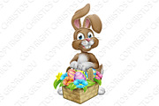 Easter Bunny Rabbit Eggs Hunt Basket