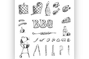 Doodle Vector set of barbecue