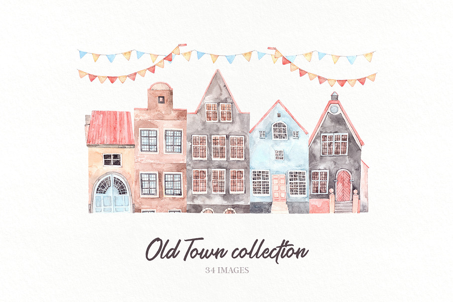 Watercolor Old town | House | Home