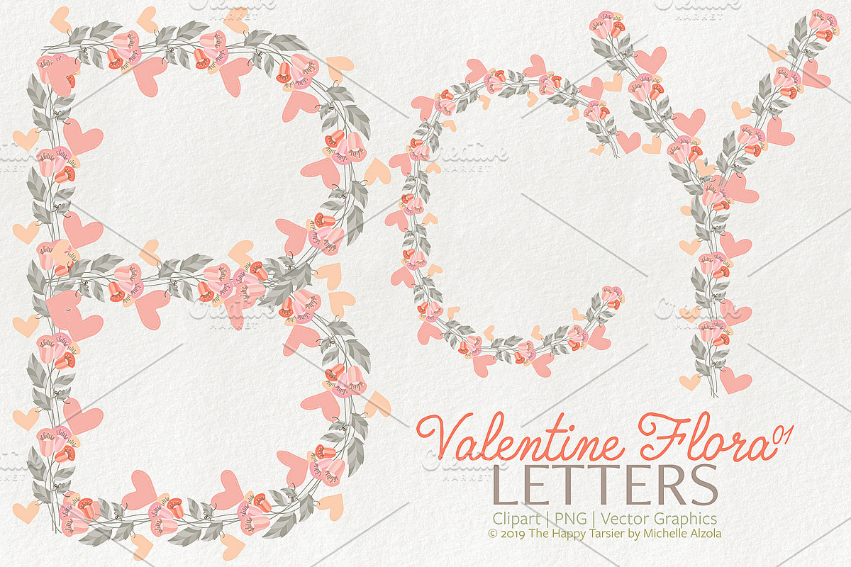Valentine Flora 01 - Letters 01 in Illustrations - product preview 8
