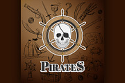 skull pirate and Hand drawn icon