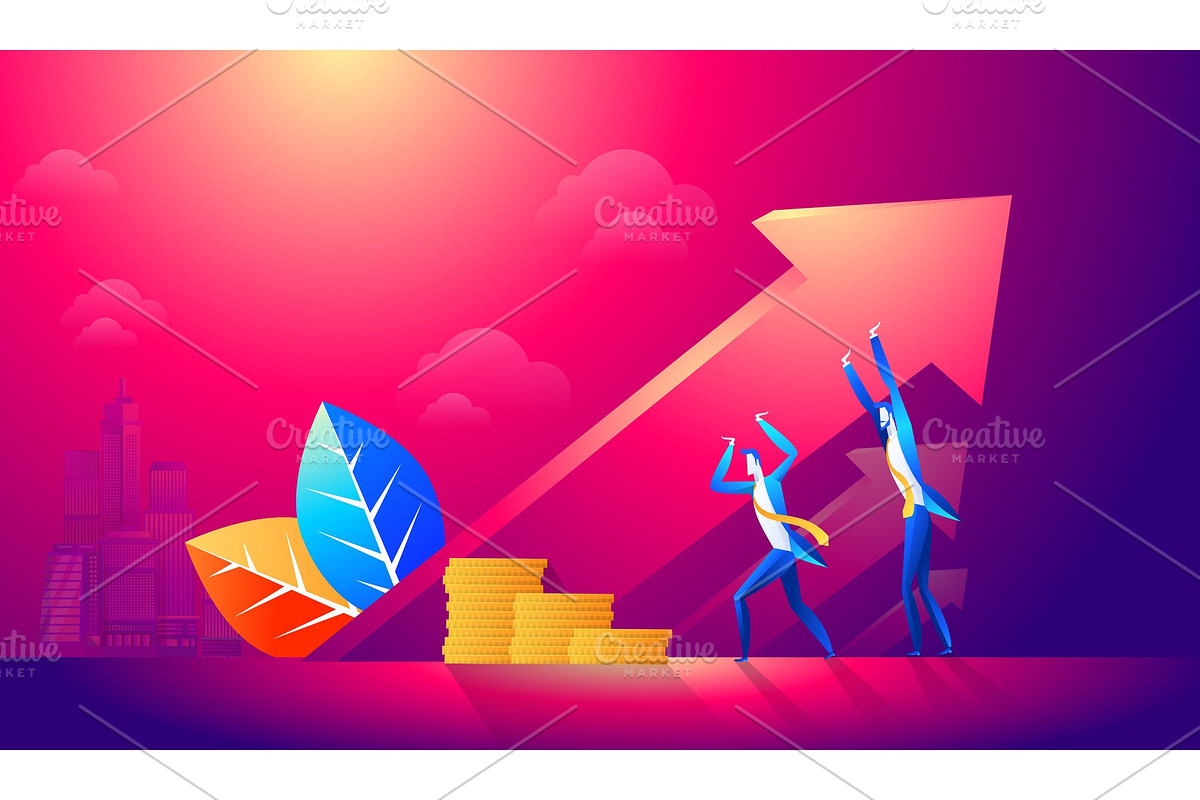 Business team holding up arrow in Illustrations - product preview 8