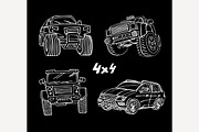 Off Road Hand Drawn cars