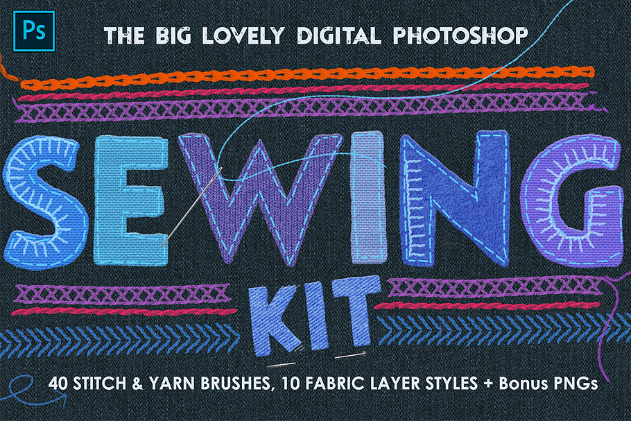 Sewing & Embroidery PS Kit in Photoshop Brushes - product preview 8