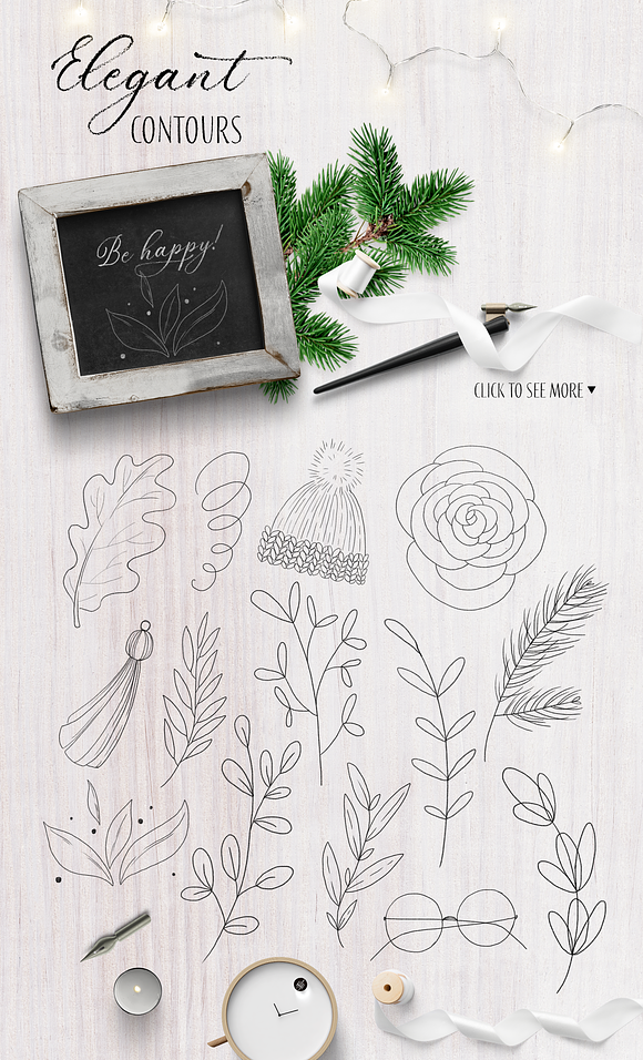 Winter mood aesthetic flatlay set in Illustrations - product preview 4