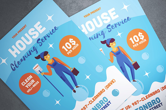 House Cleaning Service Flyer in Flyer Templates - product preview 1