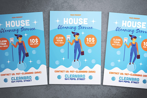 House Cleaning Service Flyer in Flyer Templates - product preview 2