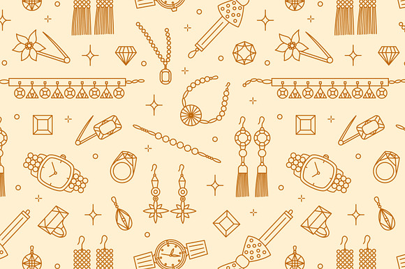 Jewelry shop banner and seamless in Illustrations - product preview 9