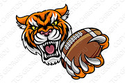 Tiger Holding American Football Ball