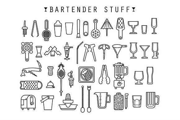 Bartender Stuff. EPS - JPEG - PNG in Illustrations - product preview 1
