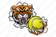 Tiger Holding Tennis Ball Breaking