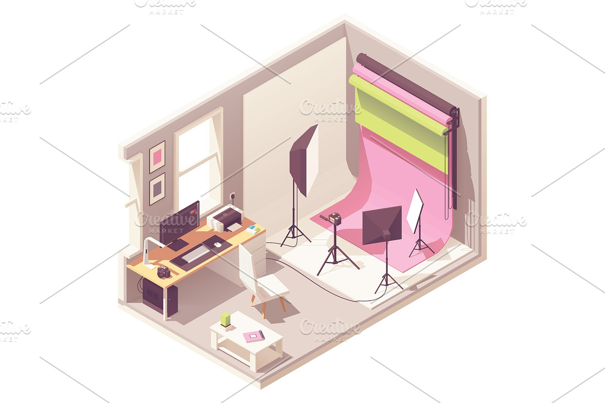 Vector isometric photo studio in Illustrations - product preview 8