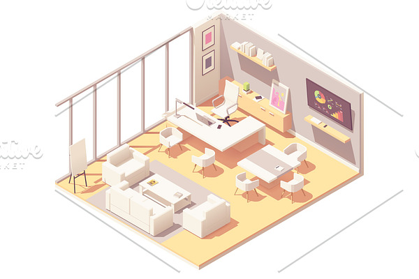 Vector isometric CEO office interior